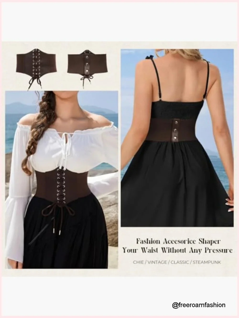 Lace-up Corset Belt Elastic Waist Cinch Belt Faux Leather